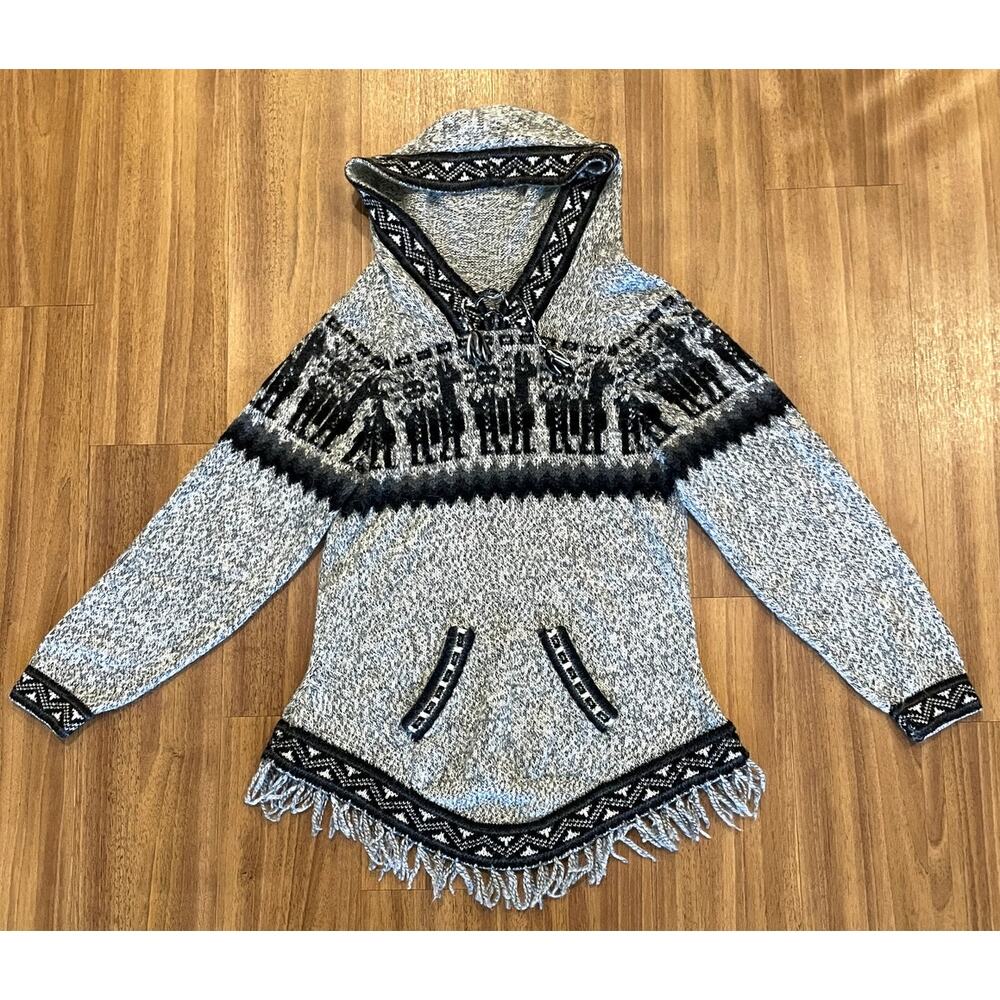 Kactus Peruvian Alpaca Wool Poncho Sweater Women's S